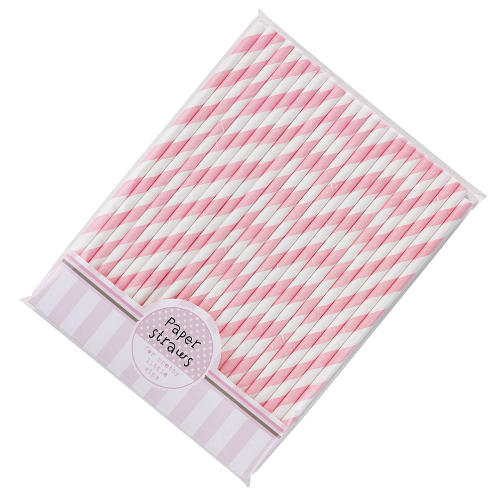 Paper Straw Color - Pailles rayées en papier écologiques, 30
