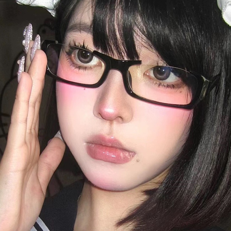 Photo Booth Frame - Y2K-Lunettes Demi-Monture Noires pour Femme, Carillon,