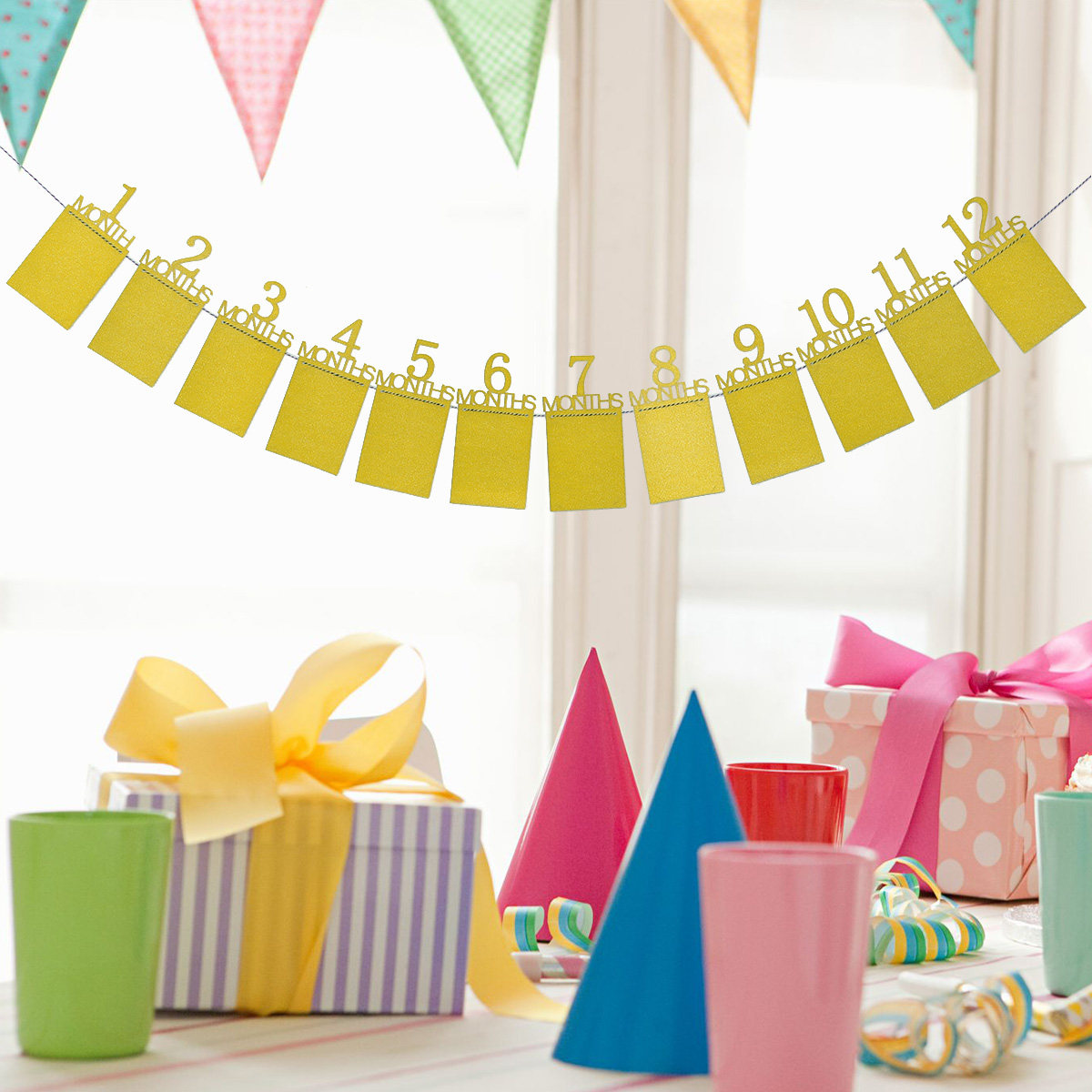 Party Banner Gold - 12 pièces de bannières photo pour